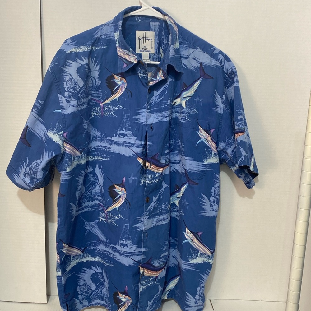 Huy Harvey Hawaiian Shirt size  L Blue